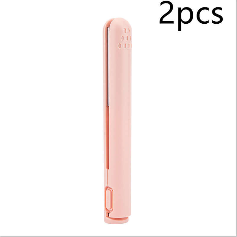 USB Portable Wireless Hair Straightener in pink color sold in a pack of two, perfect for dormitory life as a portable hair straightener.