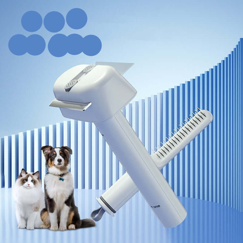 3in1 Cat Grooming Tool - Durable Dematting Comb for Efficient Tangles, Knots & Loose Hair Care.
