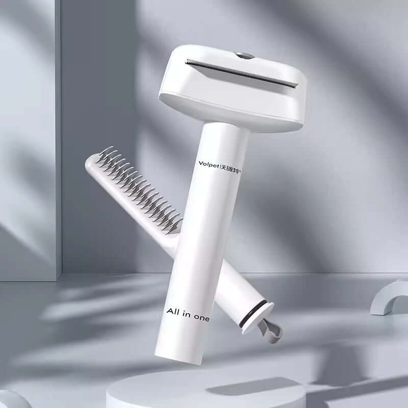 3in1 Cat Grooming Tool - Durable Dematting Comb for Efficient Tangles, Knots & Loose Hair Care.