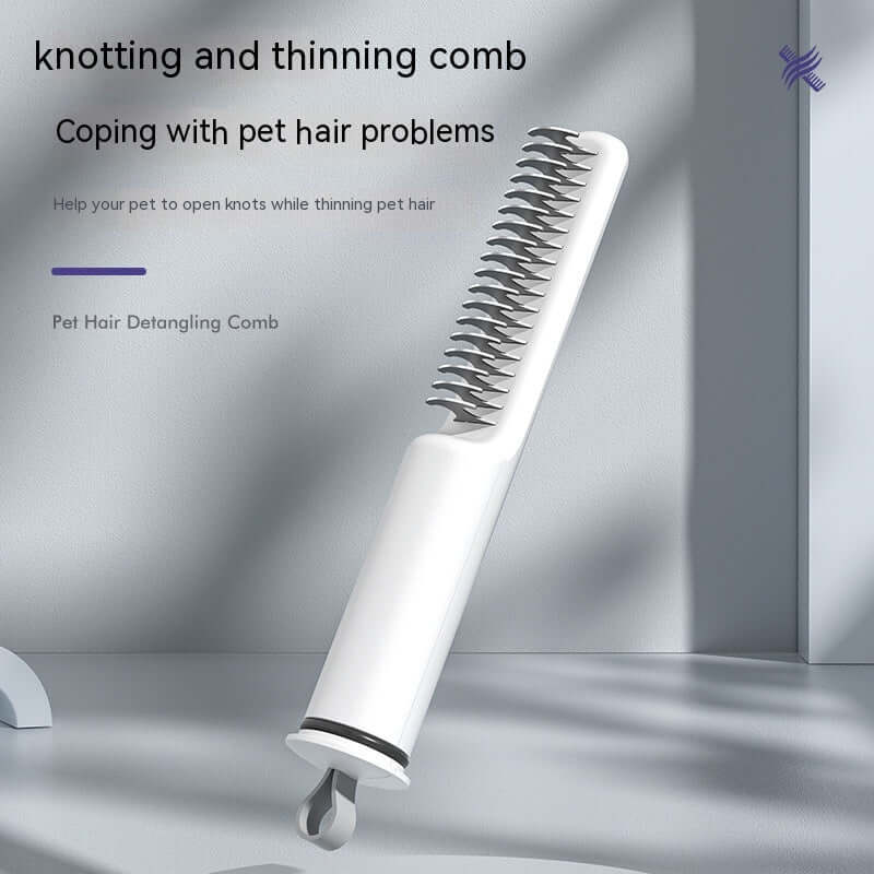 3in1 Cat Grooming Tool - Durable Dematting Comb for Efficient Tangles, Knots & Loose Hair Care.
