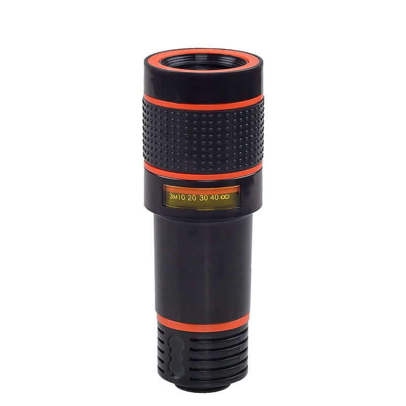 4 In 1 Smartphone Lens Attachments - Telephoto, Fisheye, Wide Angle & Macro Lens Set focusing on the telephoto lens highlighting its design.