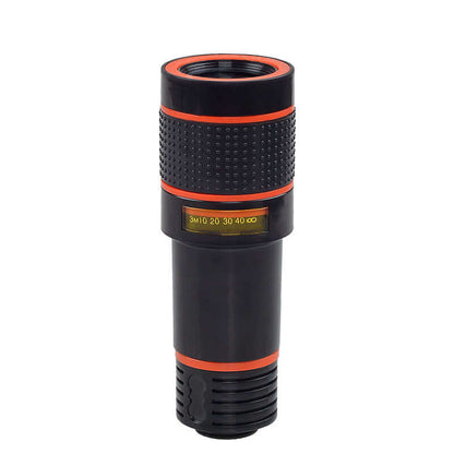 4 In 1 Smartphone Lens Attachments - Telephoto, Fisheye, Wide Angle & Macro Lens Set focusing on the telephoto lens highlighting its design.