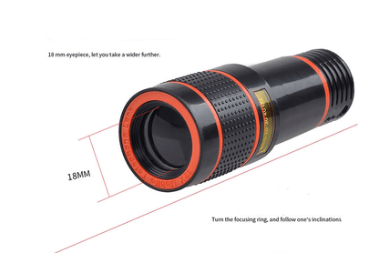 4 In 1 Smartphone Lens Attachments - Telephoto, Fisheye, Wide Angle & Macro Lens Set highlighting the 18mm eyepiece specification.
