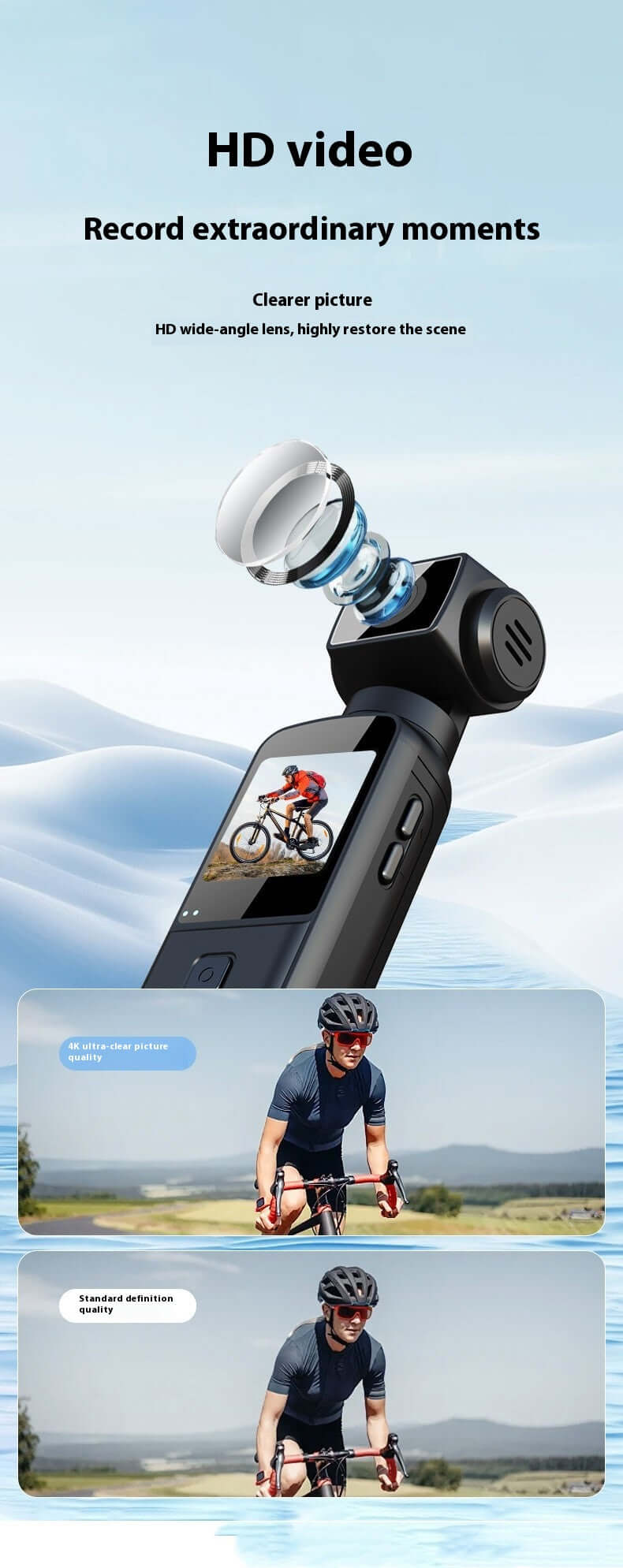 4K HD Anti Shake Camera Mini with 4X Optical Zoom and 128GB Storage Support.