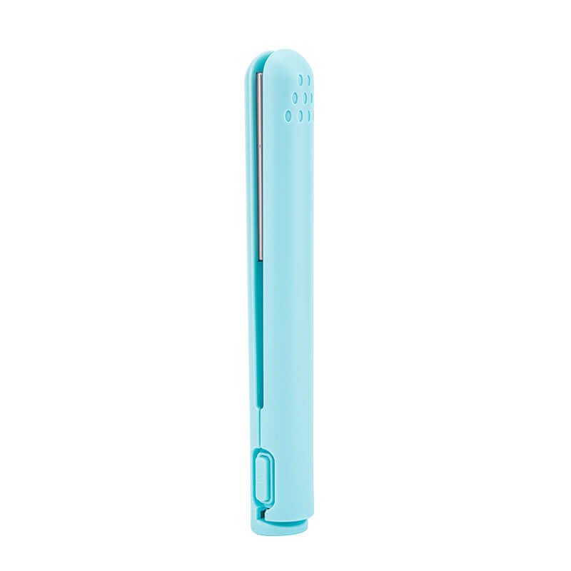 USB Portable Wireless Hair Straightener in blue color, compact and efficient for dormitory hair styling, enhancing convenience as a portable hair straightener.