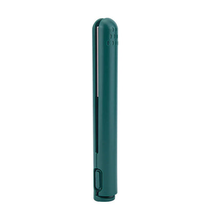 USB Portable Wireless Hair Straightener in green color, suitable for students and dorm life, functioning as a versatile portable hair straightener.