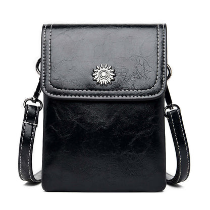 Fashion Simple Large Capacity Mobile Phone Bag Mini Crossbody Bag in black, showcasing its chic design and functional strap. A trendy option for a fashionable mini bag.