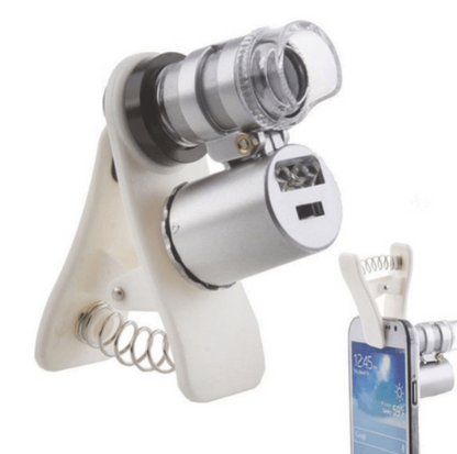 60X Mobile Phone Microscope with LED Light - Universal Lens for iPhone & Android Photography.