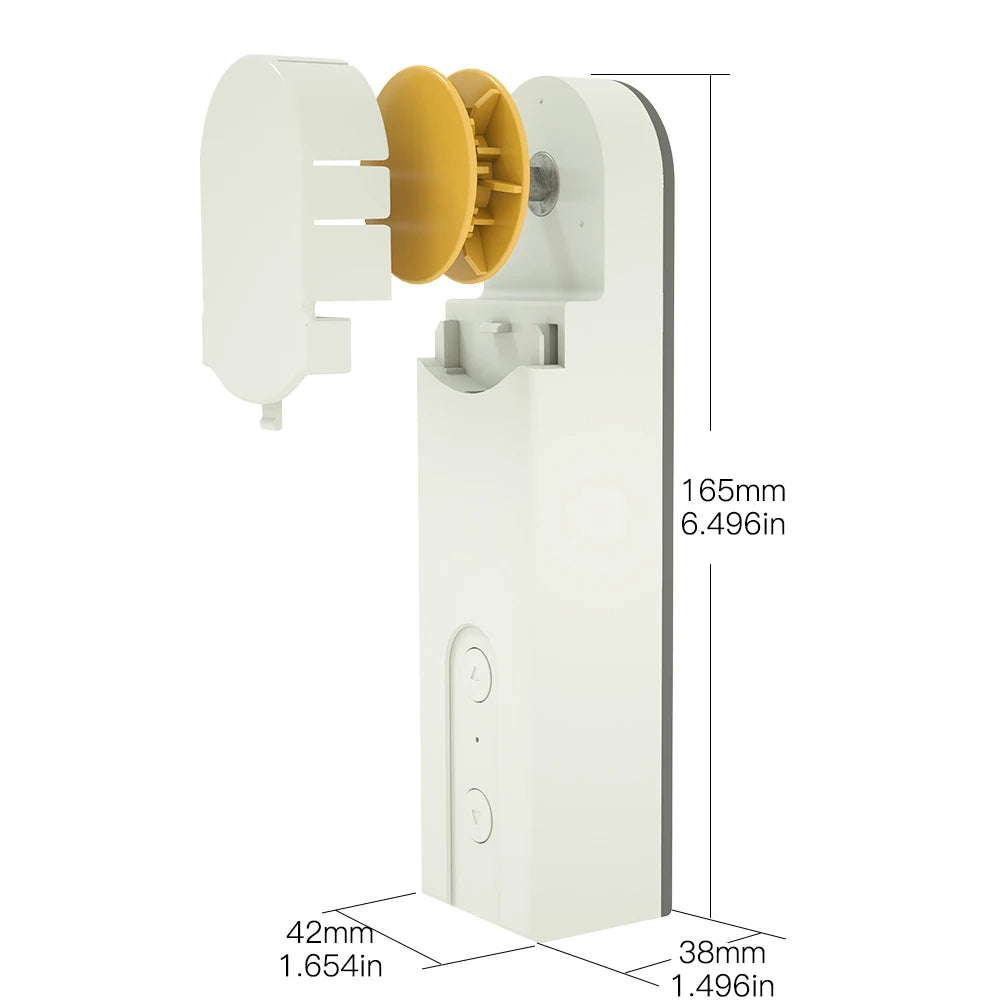 CozyTech Living Smart Roller Blinds Motor with measurement specifications, highlighting dimensions for proper installation and fit.