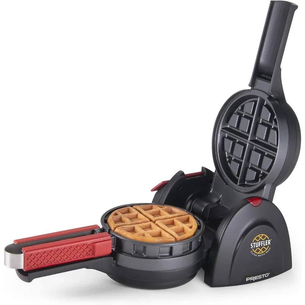 Close-up of the Stuffed Waffle Maker by CozyTech Living, featuring a freshly cooked waffle ready to be served.