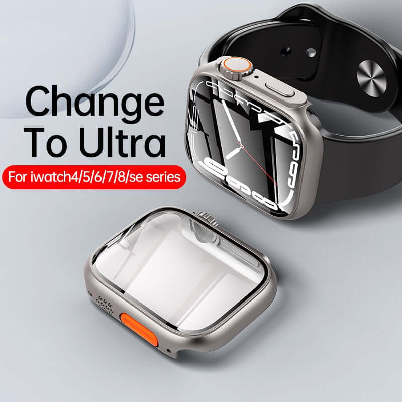 Smart Watch Screen Protector Case - PC+Glass, Full-Screen Clarity, Bump-Resistant Design.