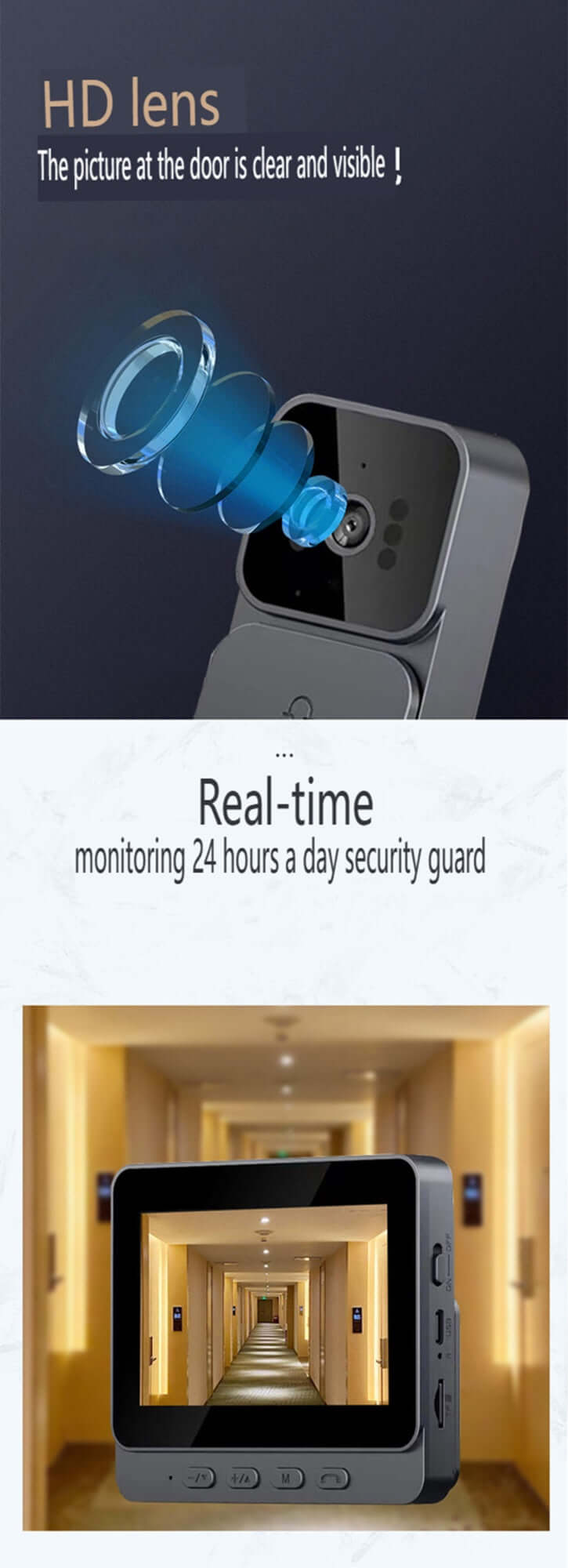 Smart Doorbell Camera with HD Video, Two-Way Intercom, Night Vision, and Remote Access.