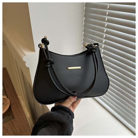 Women's High-end Hand-held Armpit Small Square Bag in black color, featuring an elegant design as a small square handbag ideal for various outfits.