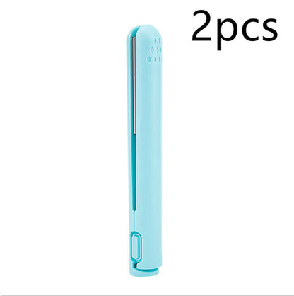USB Portable Wireless Hair Straightener in blue color sold in a pack of two, featuring efficient styling properties as a convenient portable hair straightener.