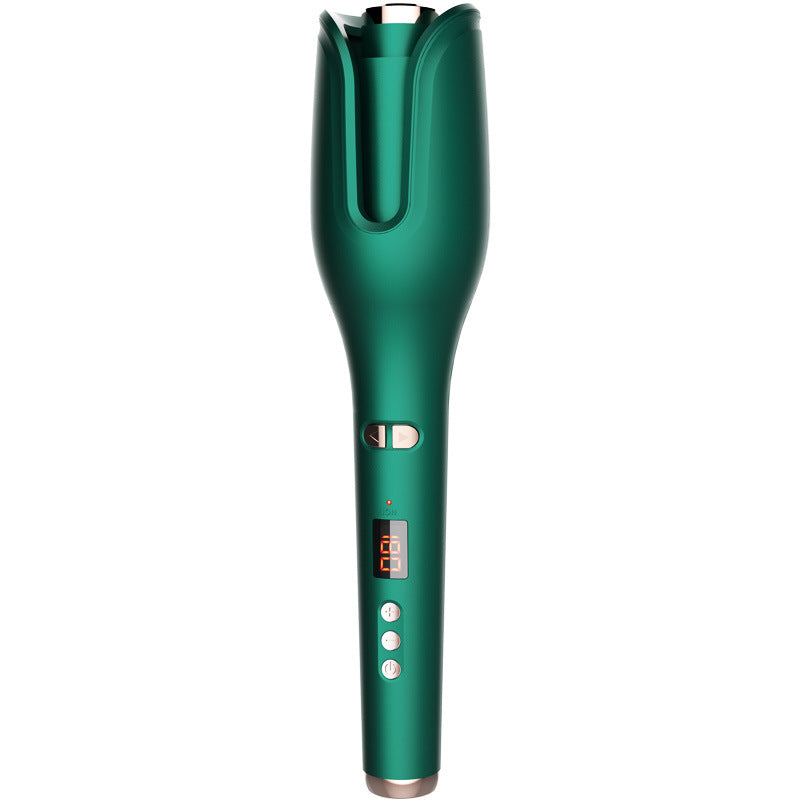 Close-up view of the Big Wave Perm Anion Curling Iron, highlighting its sleek design and digital interface as a modern hair curling tool.