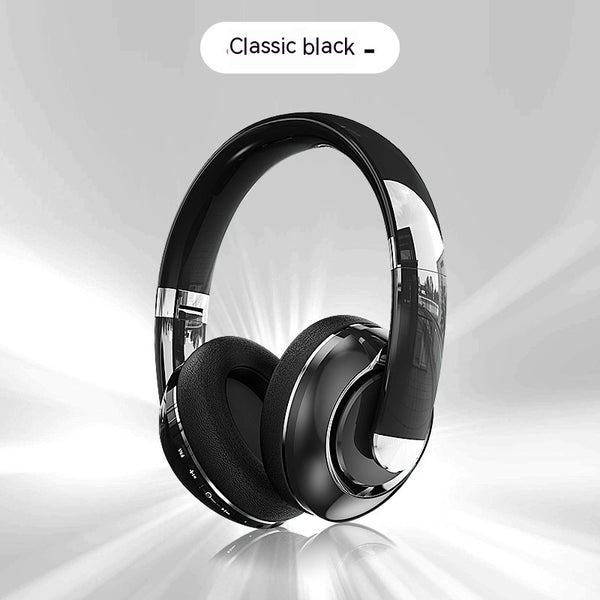 Classic black Bluetooth wireless headphones with microphone, featuring a sleek look and padded ear cups for enhanced comfort.