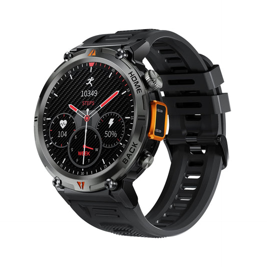 LED Flashlight 145 Screen Bluetooth Smart Watch showcasing a sleek design featuring a black strap and digital display, compatible with Android and iPhone.