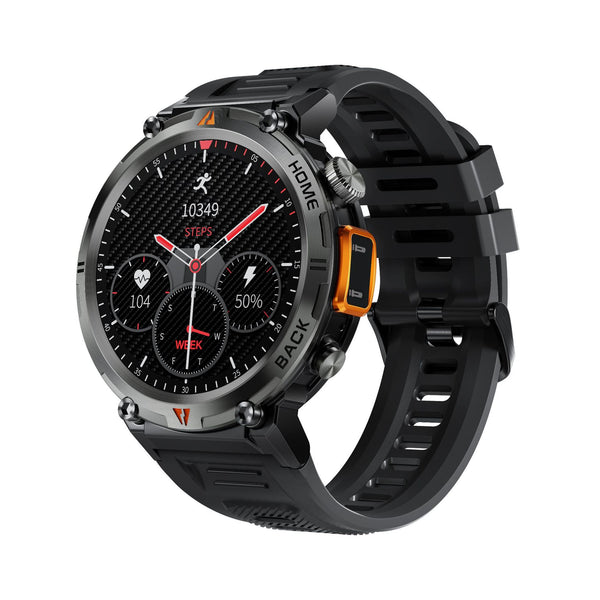LED Flashlight 145 Screen Bluetooth Smart Watch showcasing a sleek design featuring a black strap and digital display, compatible with Android and iPhone.