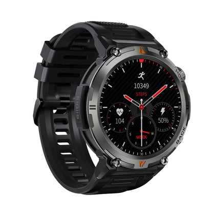 Bluetooth Smart Watch in a striking black design with health tracking capabilities, displaying fitness metrics and notifications.