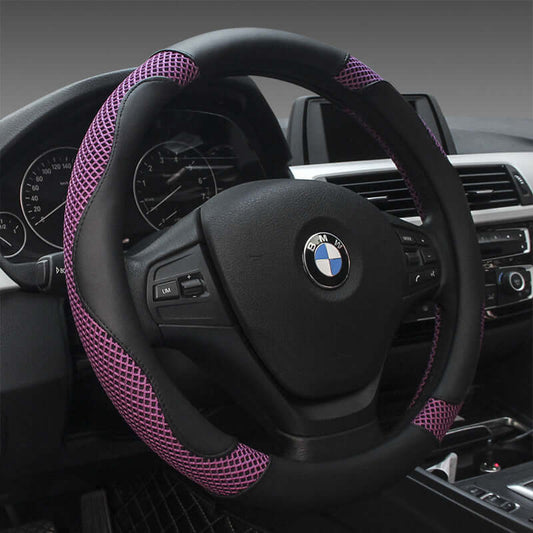 Car Steering Wheel Cover - Universal Microfiber Leather, Fits 38cm Wheels, Multiple Colors.