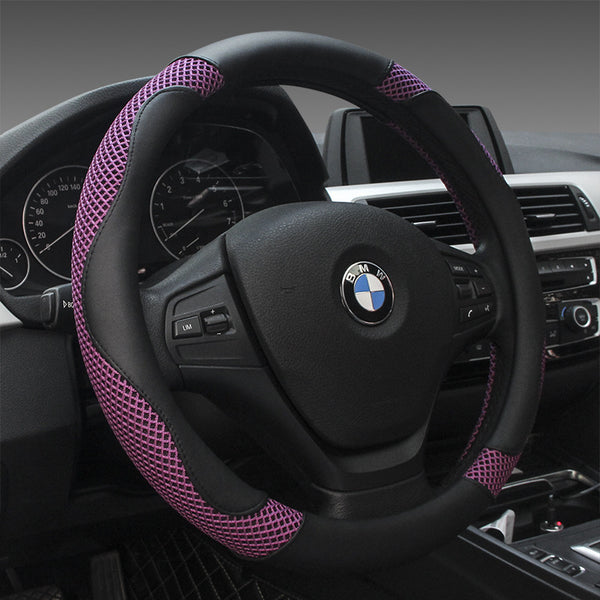 Car steering wheel cover in elegant purple design, suitable for new car handle, enhancing grip and style.