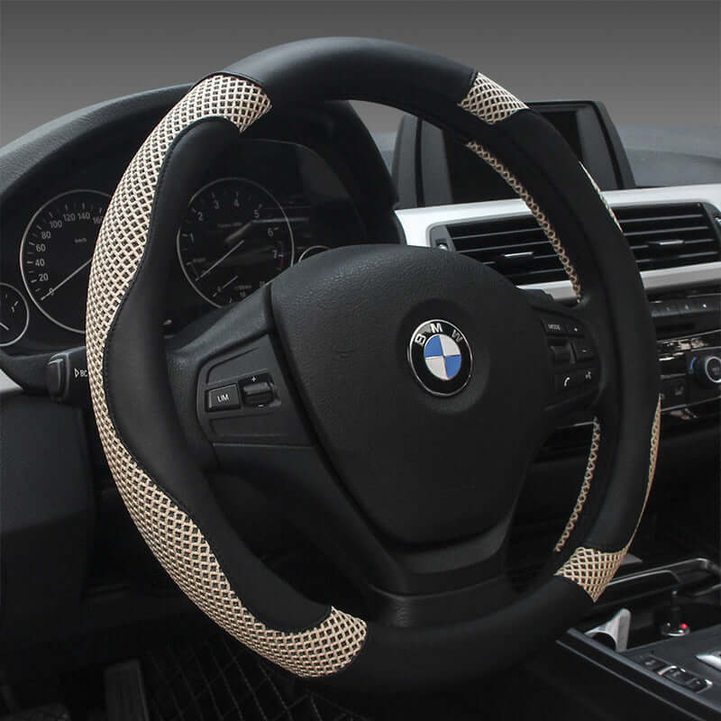 Car Steering Wheel Cover - Universal Microfiber Leather, Fits 38cm Wheels, Multiple Colors.