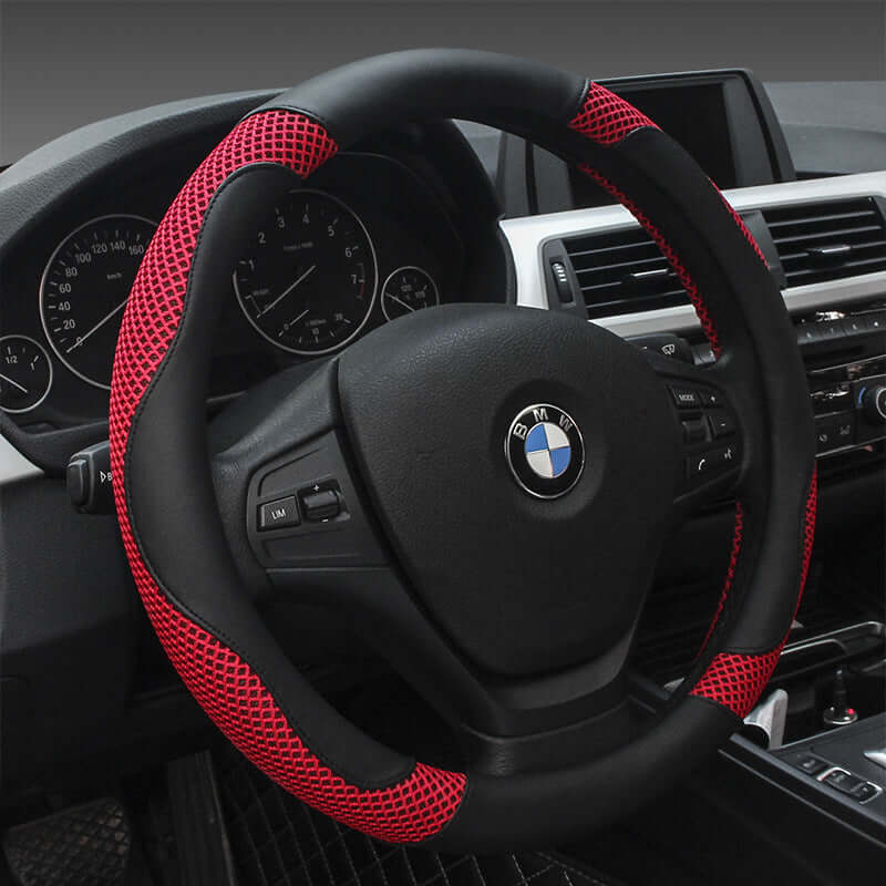 Car Steering Wheel Cover - Universal Microfiber Leather, Fits 38cm Wheels, Multiple Colors.