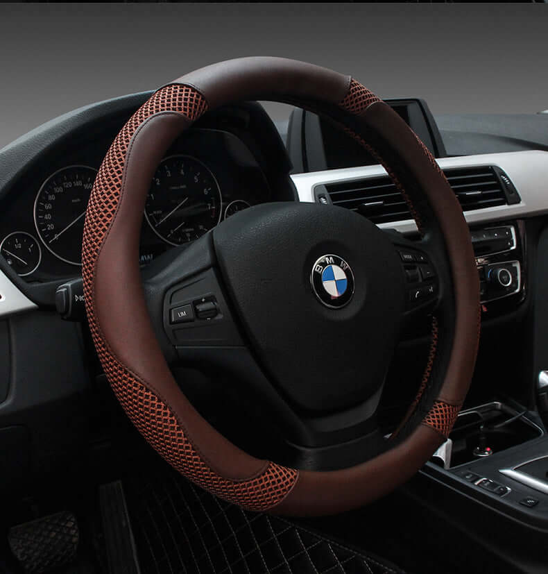 Car Steering Wheel Cover - Universal Microfiber Leather, Fits 38cm Wheels, Multiple Colors.