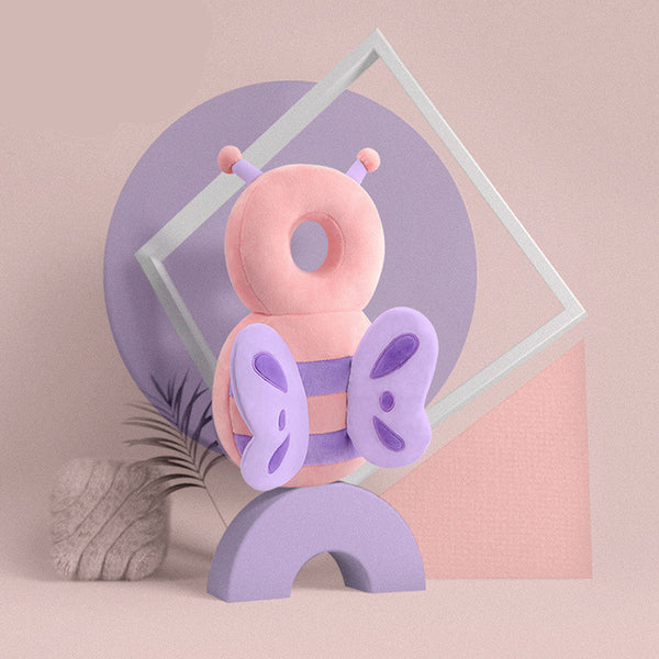 Cute Angel Wings Baby Head Protection Cushion for Toddlers, showcasing a plush pink butterfly design perfect for baby head protection.