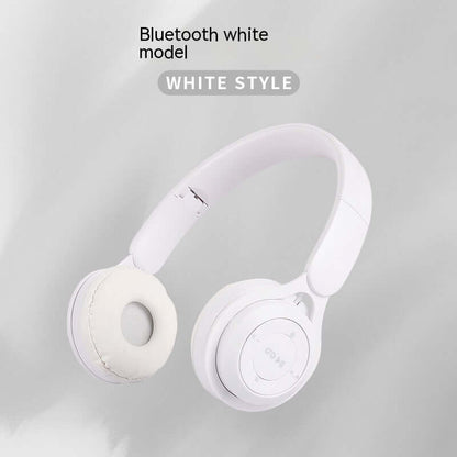 White model of foldable Bluetooth Headset featuring a sleek design and plush ear padding.