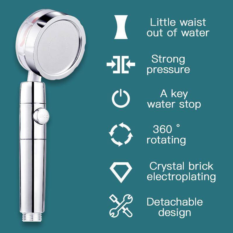 Front view of the Vortex High Pressure Handheld Showerhead, emphasizing its sleek design and functionality for an invigorating shower.