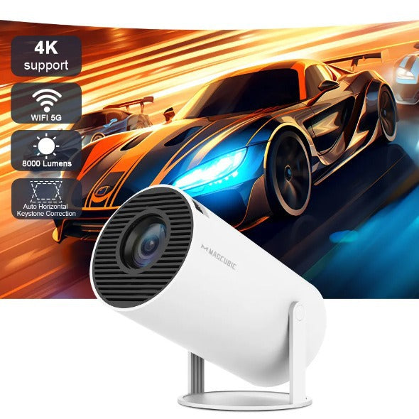 Barrel Machine Hy300 Smart AnzhuoHD Projection Screen revealing a high-performance smart projector for home, highlighted with 4K support and vibrant images.
