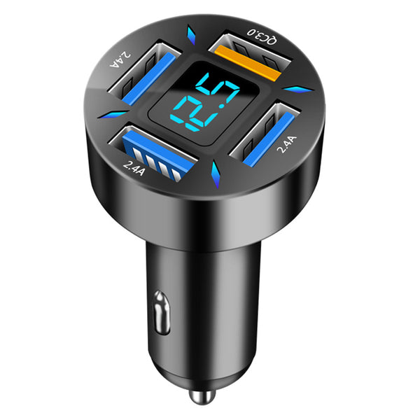 Four-port Car Charger - Multi Device Car Charger with multiple output options for diverse charging needs.