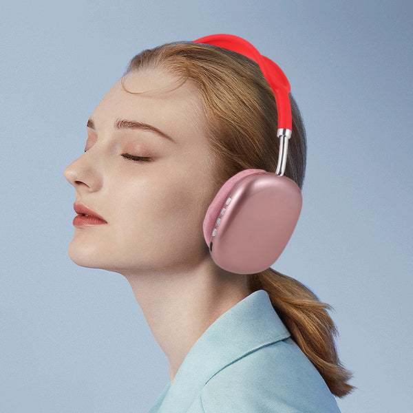 Stylish P9 Wireless Bluetooth Headset in pink, perfect for gaming and sports, recognized as excellent bluetooth earphones for workouts.