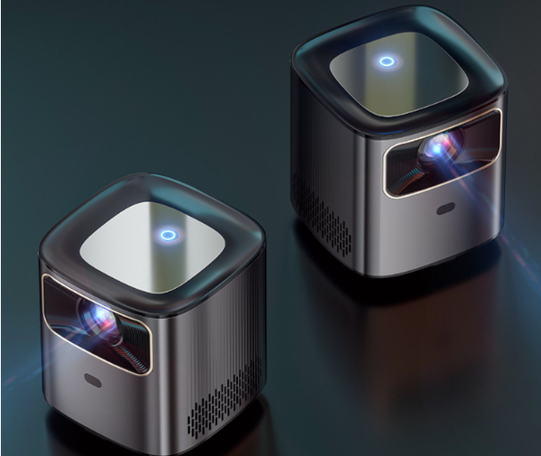 Dual Portable Mini Home HD Projector, featuring two units of the 1080p video projector designed for versatile use, emphasizing its compact and stylish look suitable for home entertainment.