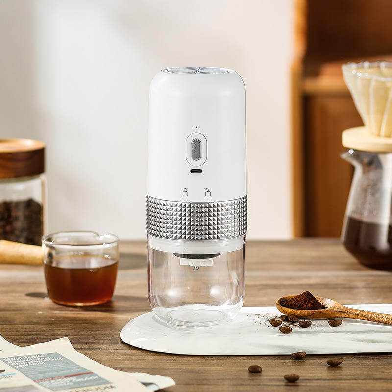 Portable Coffee Grinder Electric Ceramic Core USB Rechargeable Lightweight Design.