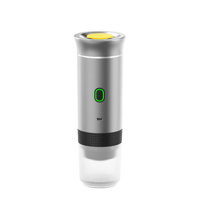 Portable Espresso Machine: Silver 3-in-1 USB charging coffee maker for portable use.