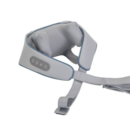 Shoulder and Neck Massage Instrument in gray color, highlighting its ergonomic design and control buttons, perfect for relieving neck tension.