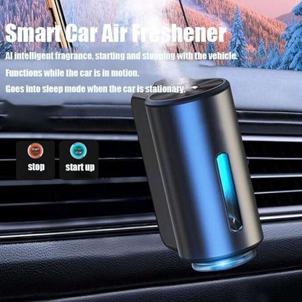 Smart Car Air Freshener showcased in action, emphasizing its intelligent fragrance functions that activate when the vehicle is in motion.