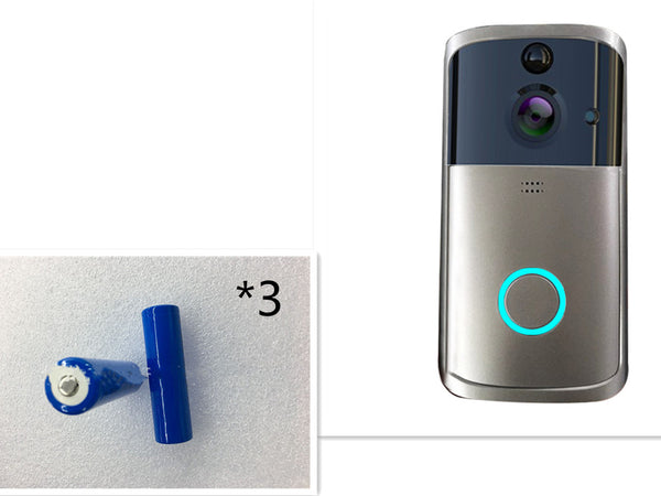 Close-up view of the smart doorbell camera, highlighting its modern design with video capabilities. Ideal for enhancing home security, this camera features Wi-Fi functionality for remote monitoring.