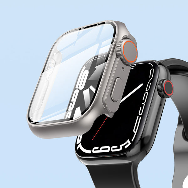Smart Watch Protective Case featuring a clear watch screen protector, highlighting its design with precise mold openings for buttons.
