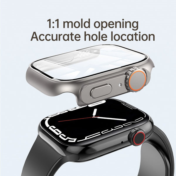 Smart Watch Protective Case showcasing a close-up view of the watch screen protector with accurate hole location for easy access.