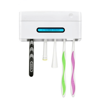 UV Toothbrush Holder Sterilizer with 6-Minute Quick Sanitization - White/Green/Blue Options.