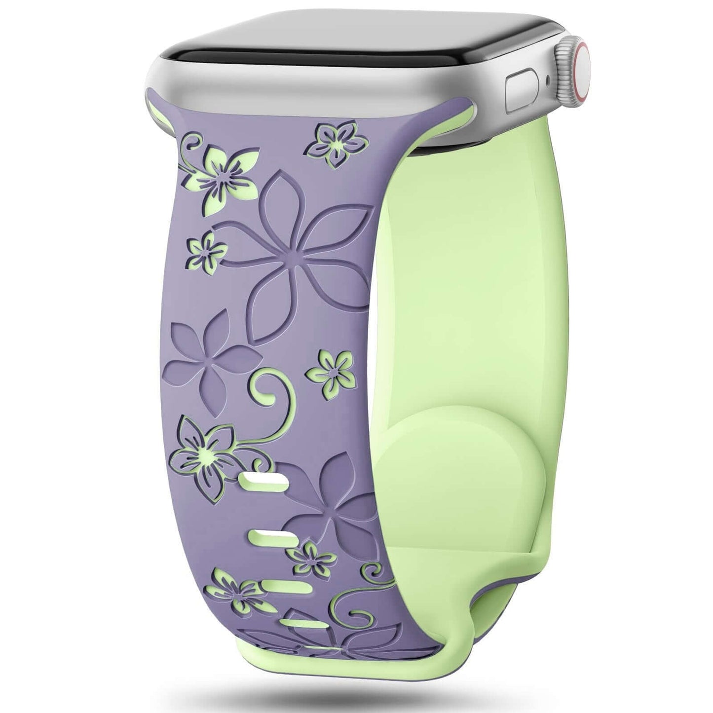 Colorful Silicone Watch Band With Two-Tone Design For Apple Watches - Multiple Sizes Available.