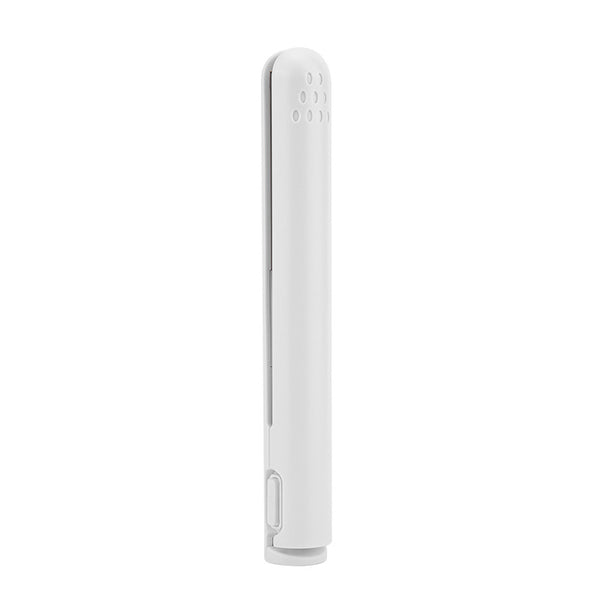 USB Portable Dormitory Available Wireless Hair Straightener for dormitory hair styling, compact and stylish in white.