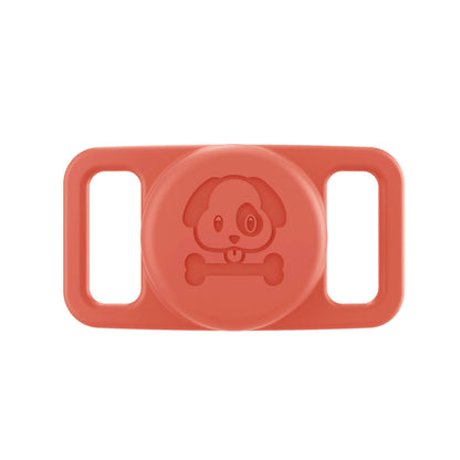 Coral silicone airtag pet collar cover with cute dog and bone design by Dropshipman