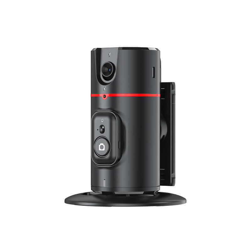 Eprolo black auto face tracking phone holder with camera and remote control on round base