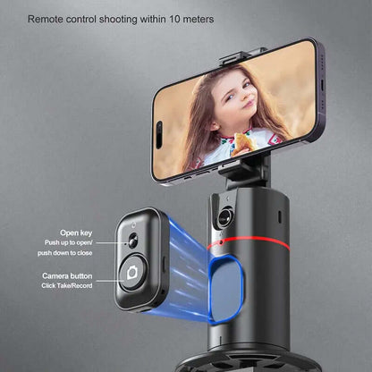Eprolo auto face tracking phone holder with remote control shooting and camera button for hands-free selfies