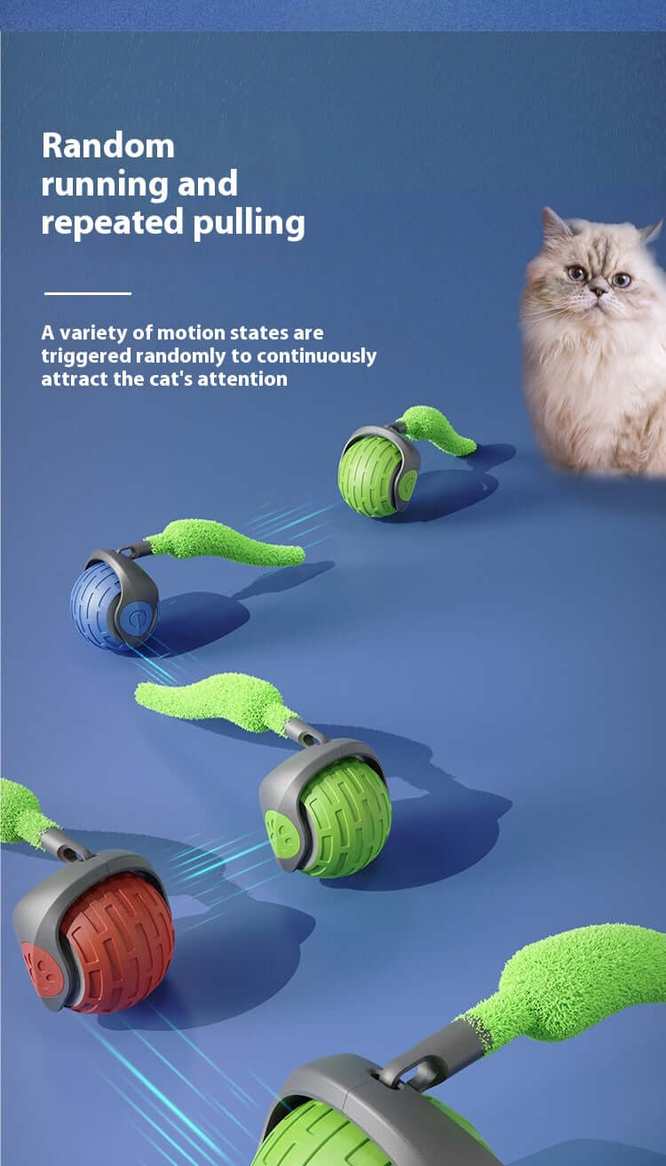 Dropshipman automatic cat ball toy with random running and repeated pulling to attract cats