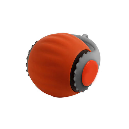 The Automatic Cat Toy Ball with Interactive Tail displayed prominently, showcasing its durable construction and vibrant orange color. This automatic cat toy captivates cats with its enticing features.